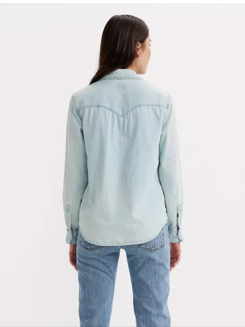 Levi's Light Wash Denim Western Snap Button Down Shirt 100% Cotton Shacket - Picture 3 of 14